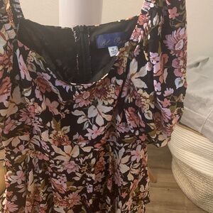 Blue Rain Black Floral Dress